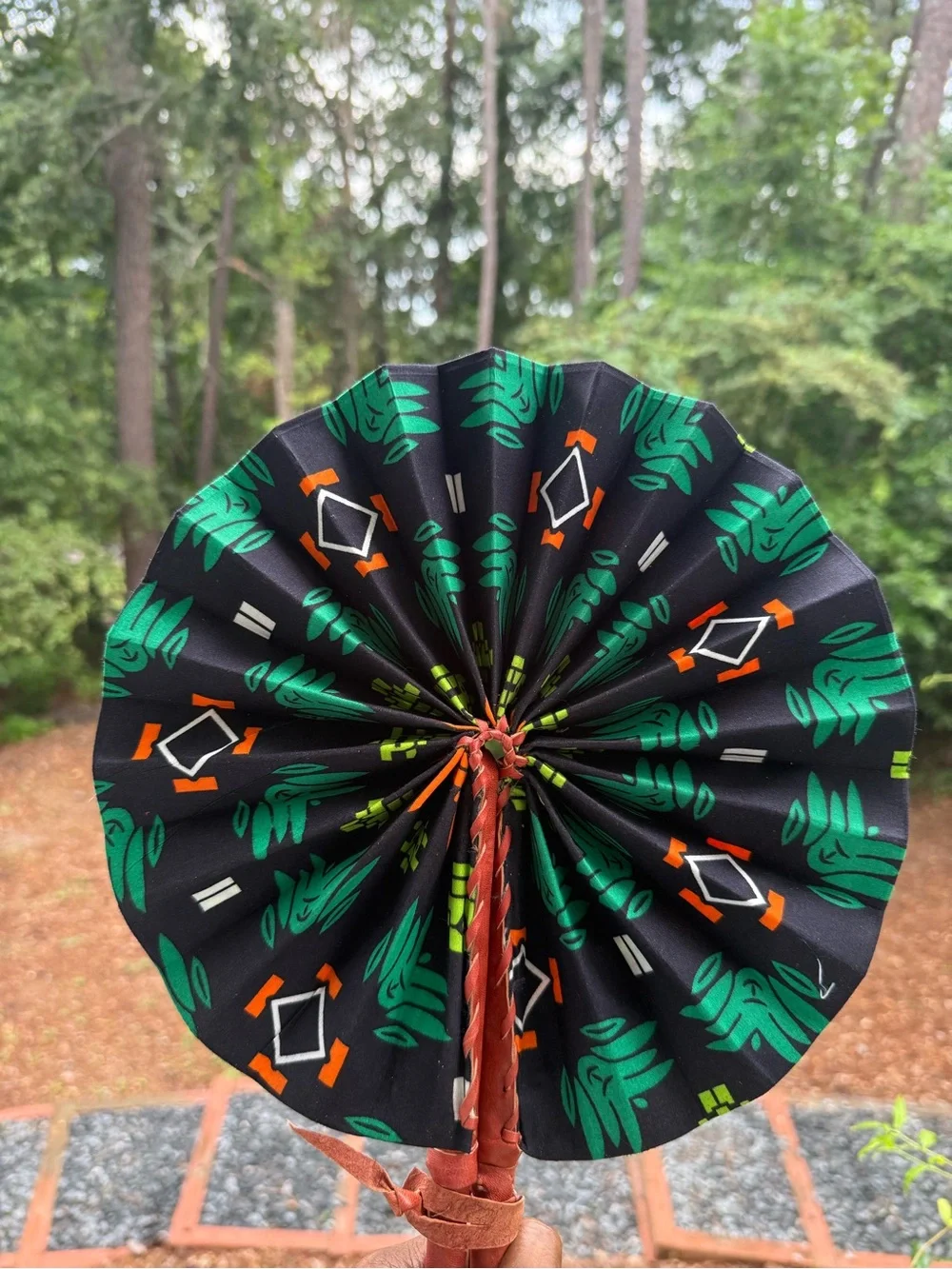 Black & Green Decorative Hand Fan -